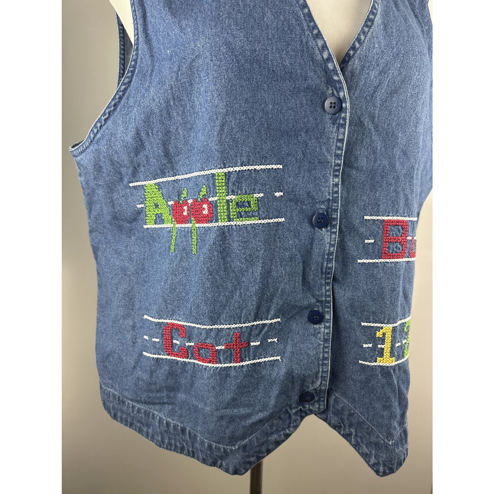 NWT Lemon Grass 90s Denim Vest Embroidered Plus Size 20W 20 Teacher Educator - Picture 5 of 14